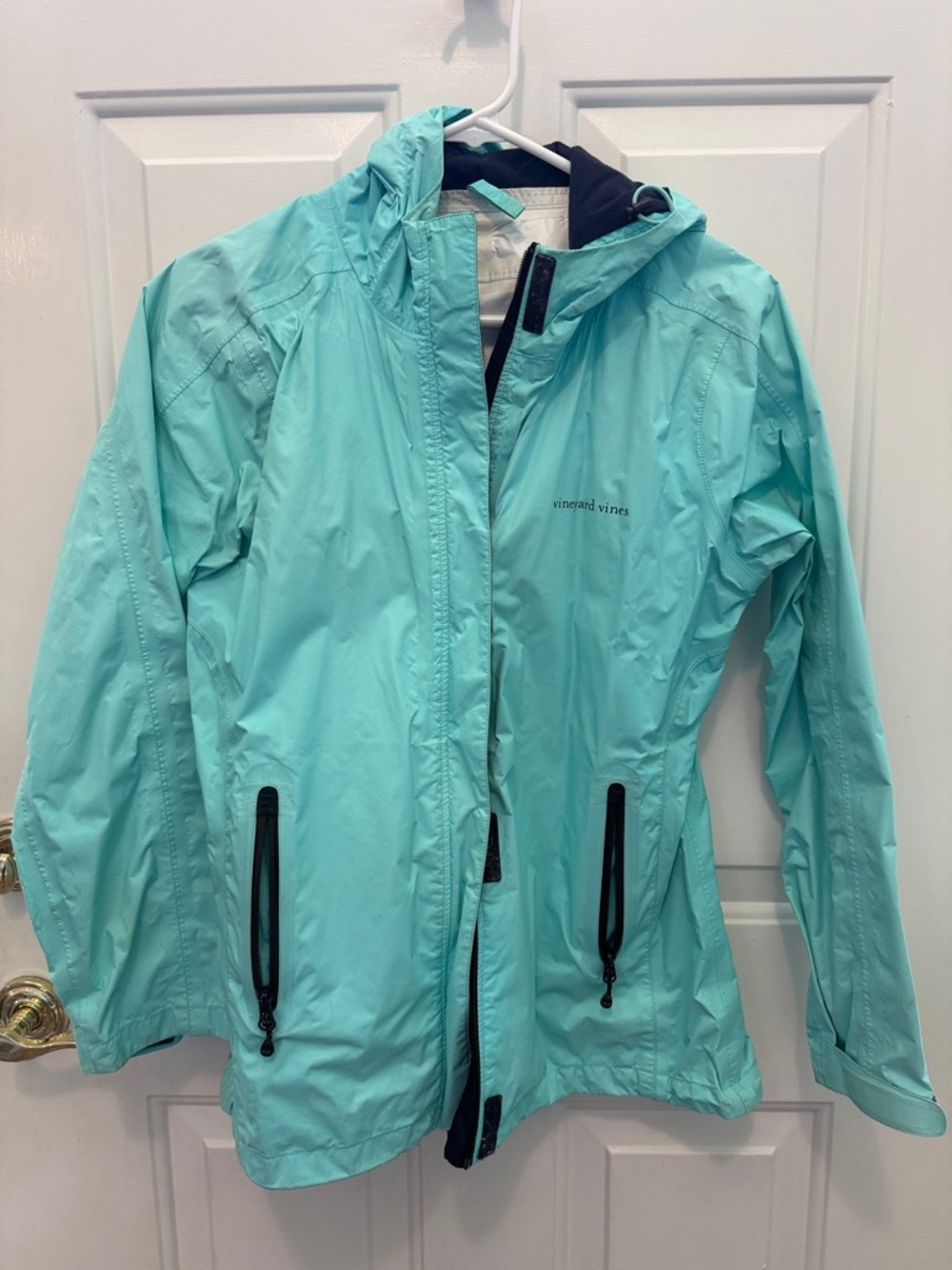 Vineyard Vines Teal Aqua Hooded Rain Shell